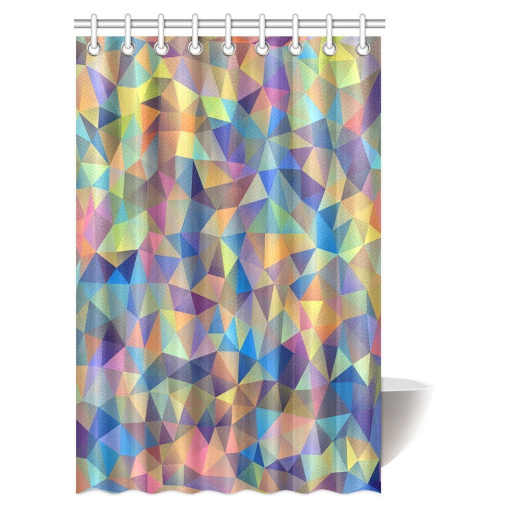 MYPOP Abstract Home Decor Shower Curtain, Abstract Colorful Triangles