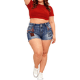 thumbnail image 3 of QERINTE Plus Size Blue Shorts for Women Stretchy High Waisted Denim 14 to 22, 3 of 6