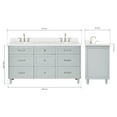 thumbnail image 2 of Ariel Monroe 67 Inch Double Oval Sink Bathroom Vanity With Pure White Quartz Countertop 1.5 inch Edge In Grey, 2 of 7