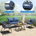 thumbnail image 2 of Dextrus Navy Blue 4-Piece Outdoor Wicker Bistro Set, Weather-Resistant Rattan Loveseat Chairs for Relaxing in your Backyard, Balcony, or Deck, Complete with Cozy Cushions and Durable Metal Table, 2 of 5