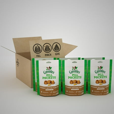 ((EXP DATE 03 FEB 26))Greenies Pill Pockets Peanut Butter Flavor Dog Treats 7.9 oz Pouch (6 Pack)