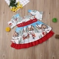 thumbnail image 2 of Qiylii Baby Girl Dress Flared Sleeve Square Collar Christmas Ruffles Dress, 2 of 6