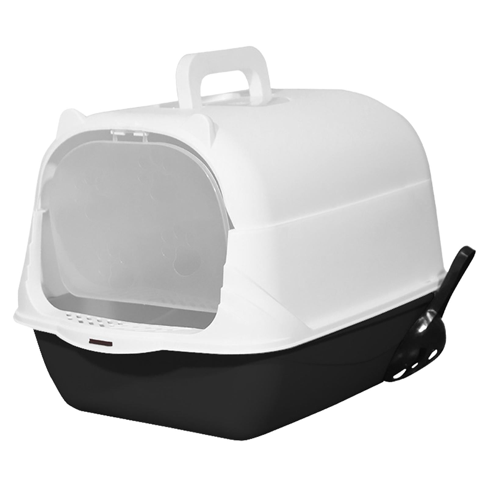 Hooded Cat with Lid Enclosed Cat Toilet Reusable Cat Litter Tray Handheld Black