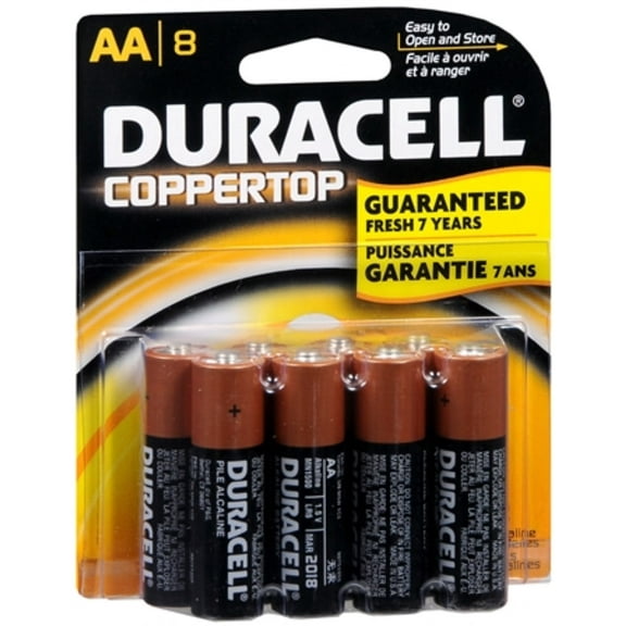 Duracell Coppertop AA Alkaline Batteries 1.5 Volt 8 Each (Pack of 2)