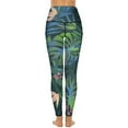 thumbnail image 5 of Tropical Leaf Leggings Pink Floral Print High Waist Yoga Pants Elegant Stretch Yoga Legging Lady Custom Gym Sport Pants, 5 of 6