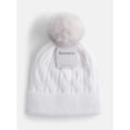 thumbnail image 4 of Scenario Women's Cable Knit Pom Beanie, Winter White, 4 of 5