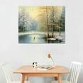 thumbnail image 3 of COMIO Canvas Print Wall Art Winter Forest Landscape with Frozen Lake Nature Wilderness Illustrations Modern Art Rustic Scenic Colorful Multicolor for Living Room, Bedroom, Office, 3 of 5