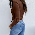 thumbnail image 6 of BRDFRL Long Sleeve Shirts for Women Round Neck Plain Tshirts Ribbed Knit Slim Fit Plus Size Tops Sexy Tunic Y2K Clothes Brown 2XL, 6 of 6