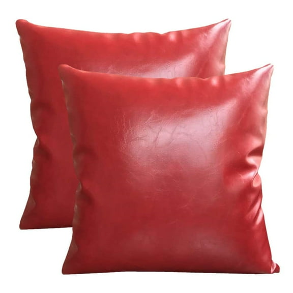 BallsFHK 2pc Faux Leather Cushion Covers Throw Pillowcase Sofa Home Decor Solid Color