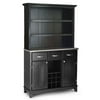 Large Buffet with Open Hutch, Black with Stainless Steel Top