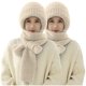 thumbnail image 5 of Gorro de punto cálido para invierno, 2 piezas, protección auditiva integrada, resistente al viento, bufanda, gorro grueso, bufanda para mujer, 5 of 7