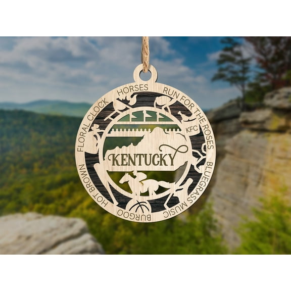 The Cabin Woodworker - Baltic Birch Wood - Kentucky State Ornament - Solid Backing