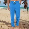 thumbnail image 2 of JGNGSHN Pajama for Men Drawstring Pants with Pocket Button Fly Elastic Waist Srtaight Leg Lounge Pounge Pants Casual Loose Fit Solid Color Trousers, 2 of 7