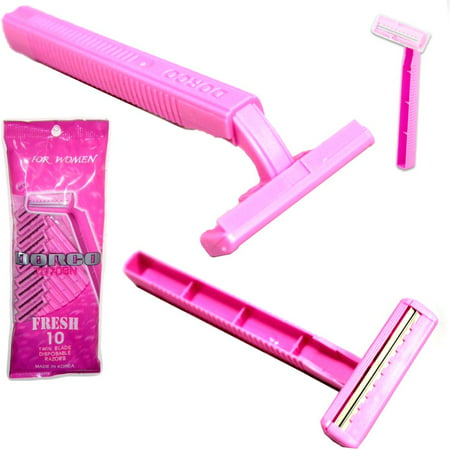 10pcs Womens Disposable Twin Blade Hair Removal Razors Trimmer Shaver New Pink
