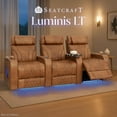 thumbnail image 3 of Seatcraft Luminis LT Zero-Gravity HeatZero Italian Leather Home Theater Seating, Heat & Massage, Power Headrest, Power Recline, Row of 4, Tawny, 3 of 9