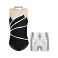 thumbnail image 2 of Doomiva Kids Girls Gymnastics Leotards Biketard Sleeveless Tank Top Booty Shorts 2 Piece Ballet Dance Silver 14, 2 of 7