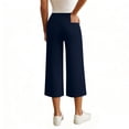 thumbnail image 4 of Stamzod Capri Pants For Women High Waisted Cropped Yoga Pants Dressy Casual Wide-Leg Trousers With Pocket Blue XXL, 4 of 6
