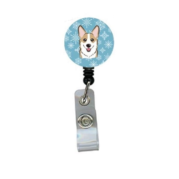 Carolines Treasures BB1687BR Snowflake Sable Corgi Retractable Badge Reel