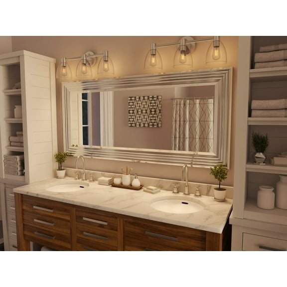 Kenroy Home Lyonesse 30'' x 66'' Rectangular Full Length Wall Mirror for Entryway, Bathroom, Bedroom, or Living Room, Chrome