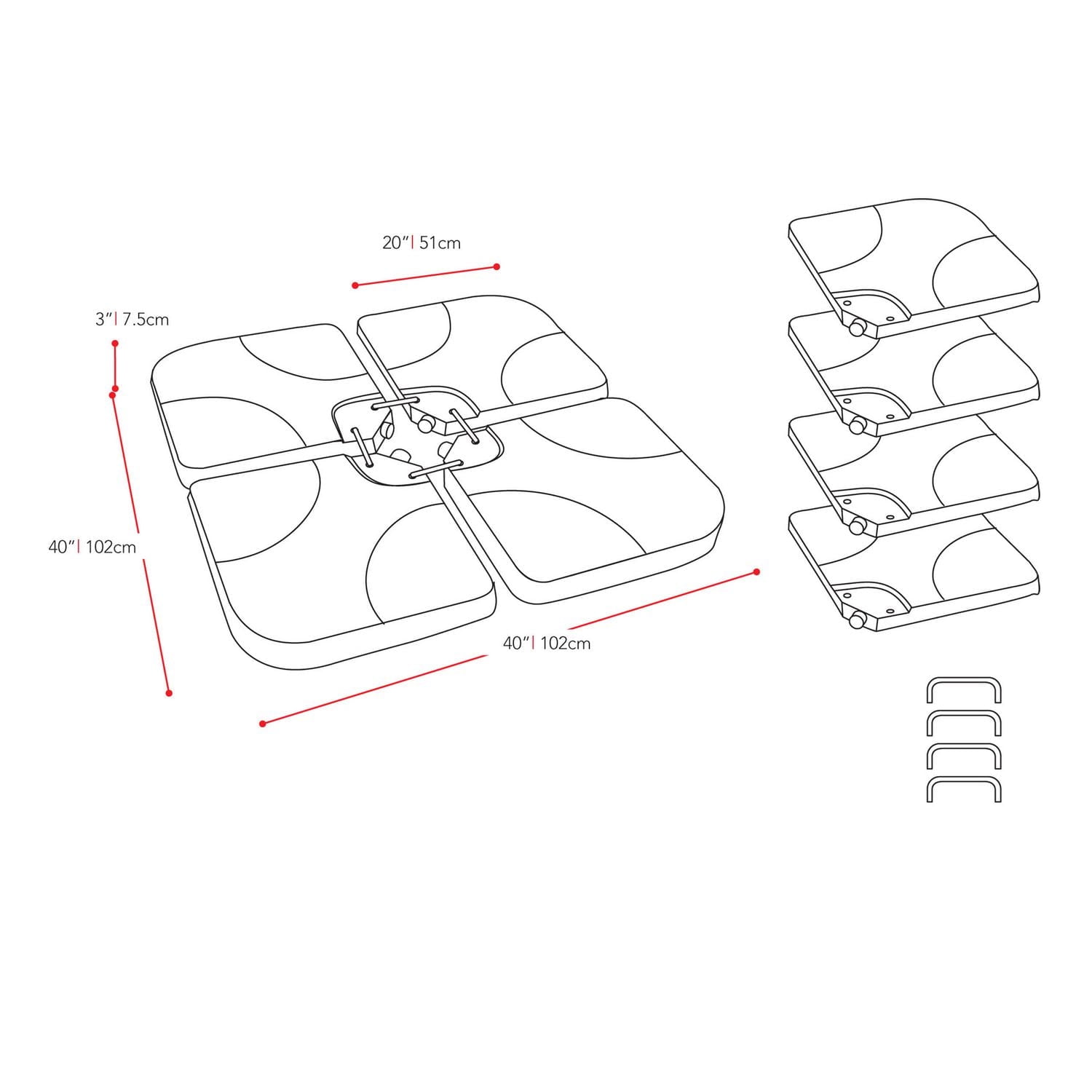 CorLiving 60L Patio Umbrella Base Weights with Attachment Hooks