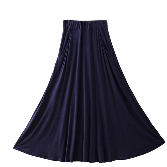 Idoravan Skirts for Women 2025 Skirt for Women Clearance under $10.00 Women's Solid Color Fashionable Large Skirt With Loose Pockets Long Skirt