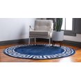 thumbnail image 4 of Unique Loom Athens Border Design Area Rug Round 8' x 8' Navy Blue/Beige, 4 of 4