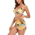 thumbnail image 4 of Taqqpue 3 Piece Bikini Set for Women Sexy O Ring Triangle Halter Swimsuits Top with Bottom and Short Mesh Sarong Wrap Skirt Bathing Suits on Clearance, 4 of 5