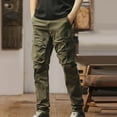 thumbnail image 2 of Xzbqbs Work Pants for Men Cotton Casual Elastic Waist Straight Cargo Pants Stretch Lightweight Tactical Pants with Multi Pockets, 2 of 5