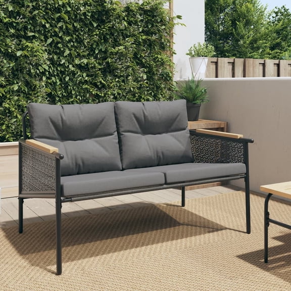 vidaXL Patio Chairs with Cushions Seating Outdoor Garden Furniture Black Steel