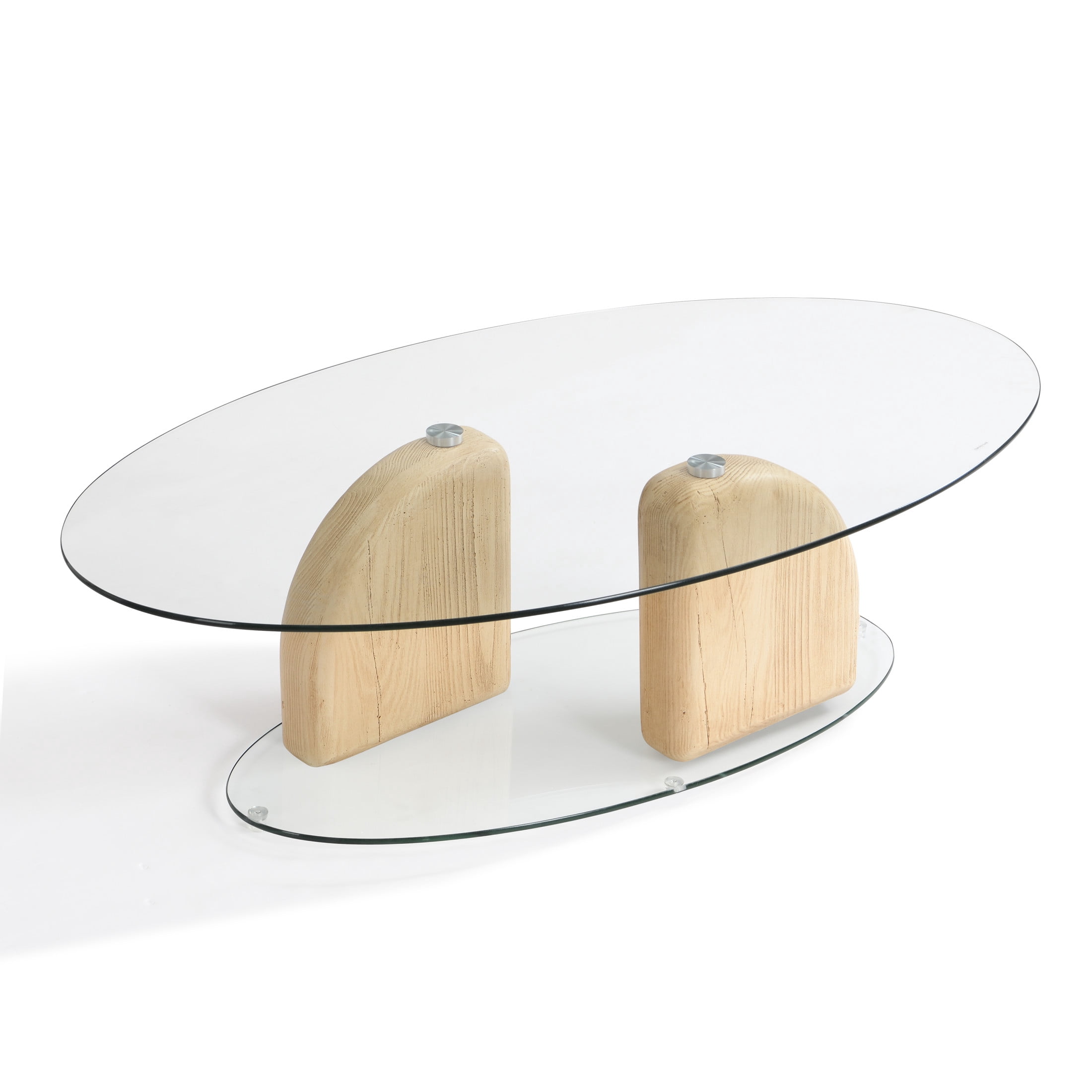Christopher Knight Home 45.67" Modern Sculptural Oval Glass Coffee Table with MGO Base, Natural