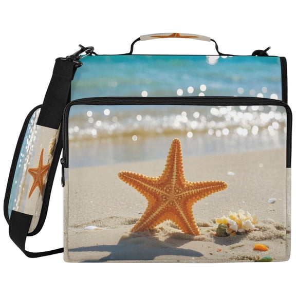 ALAZA Zipper Binder Starfish on Beach Pattern 2 inch 3 Ring 500 Sheet Capacity Trapper Keeper File Folder Organizer Bag