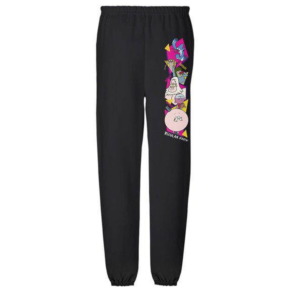 Regular Show Mordecai Rigby Shapes Mens Jogger Sweatpants, Black, X-Large