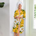 thumbnail image 6 of Robes for Women Zipper Lightweight Loose Fit Summer Housecoats for Women Zipper Front 3/4 Length Sleeve Knee Length Vintage Floral Print Trendy Bathrobe Nightgown with Pockets Yellow L, 6 of 7