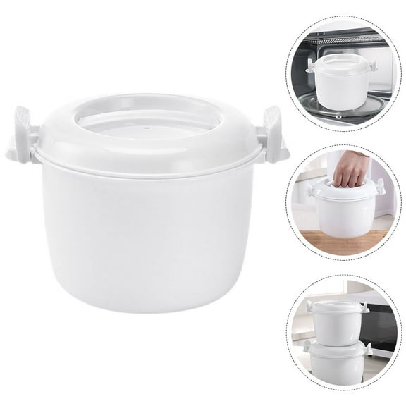 BESTYASH White Microwave Rice Cooker with Storage Lid, Perfect for Soups, Oatmeal, Cereal & Healthy Meals, PP Material