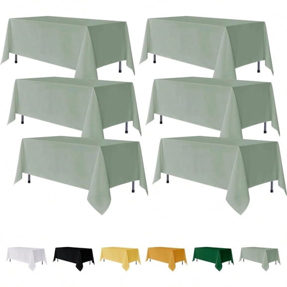 6 Pack Sage Green Rec Table Clothes 70 x 120 Inch Wrinkle and Stain Resistant Fabric Tablecloths Washable Polyester Table Covers for Wedding Party Banquet Formal Events