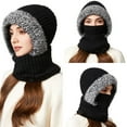 thumbnail image 5 of Women's 3-in-1 Full Face Balaclava, Hooded Neck Warmer with Adjustable Face Mask, Winter Windproof Ski Mask, Plush Trim Cold Weather Gear, Unisex Outdoor Face Cover - Black, 5 of 7