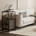 thumbnail image 2 of Record Player Stand with Album Storage - Retro Style End Table for Living Room, 2 of 7