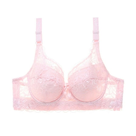 

Lhked Bras for Women Clearance Lace Lingerie Wire Free Bra Underwear Gathered Bra Pink S
