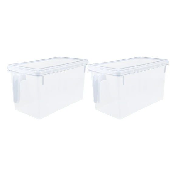 NICEXMAS 2pcs 4.7L Transparent Plastic Storage Box Storage Container Bin with Handle