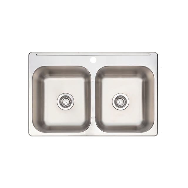Évier de Cuisine en Acier Inoxydable à double Bol de 31,25 Pouces à Montage Supérieur (Trou pour Robinet Simple)