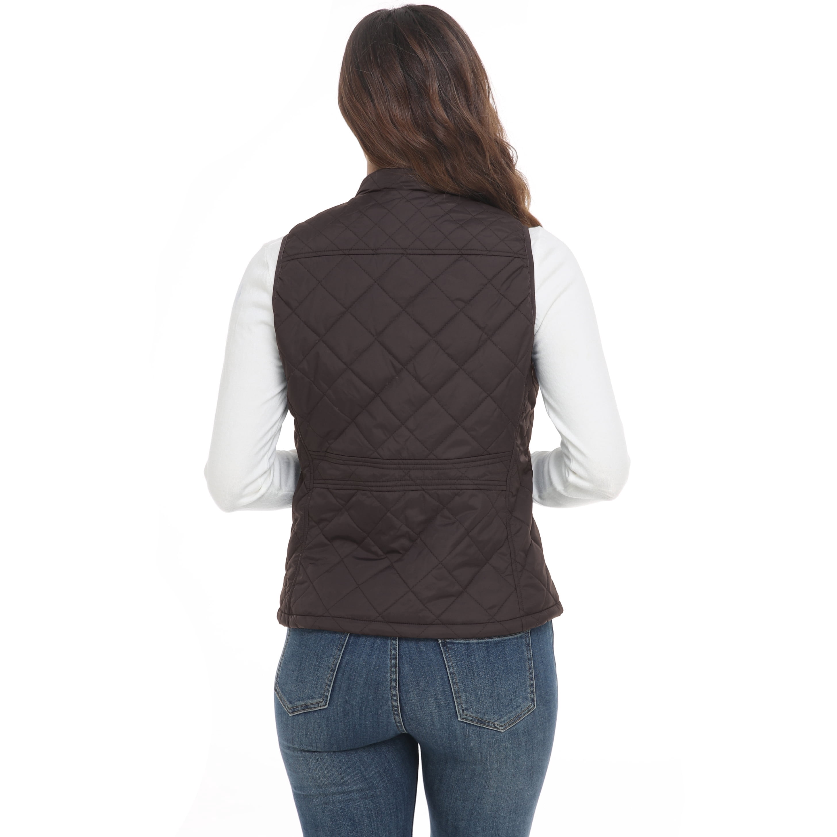 LK women's vest - Stand Collar Lightweight Padded Gilet for Women (Brown-XXL)