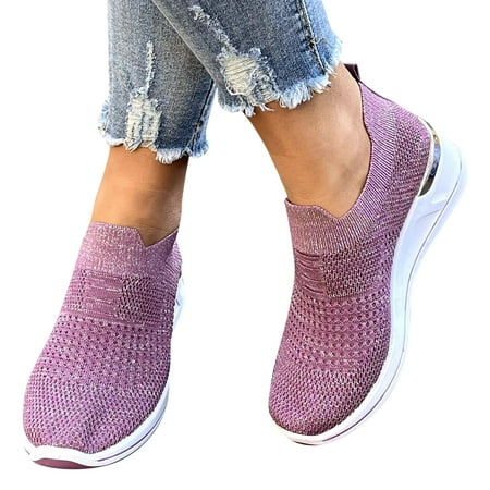 Mepaouo Slip on Sneakers for Women Memory Foam Casual Loafers Breathable Comfy Walking Shoes