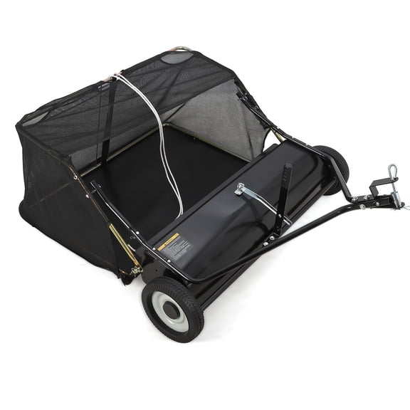 42" Pull Behind Lawn Sweeper, Large Capacity Grass Collector with Adjustable Sweeping Height and Dumping Rope Design for Picking Up Grass and Debris