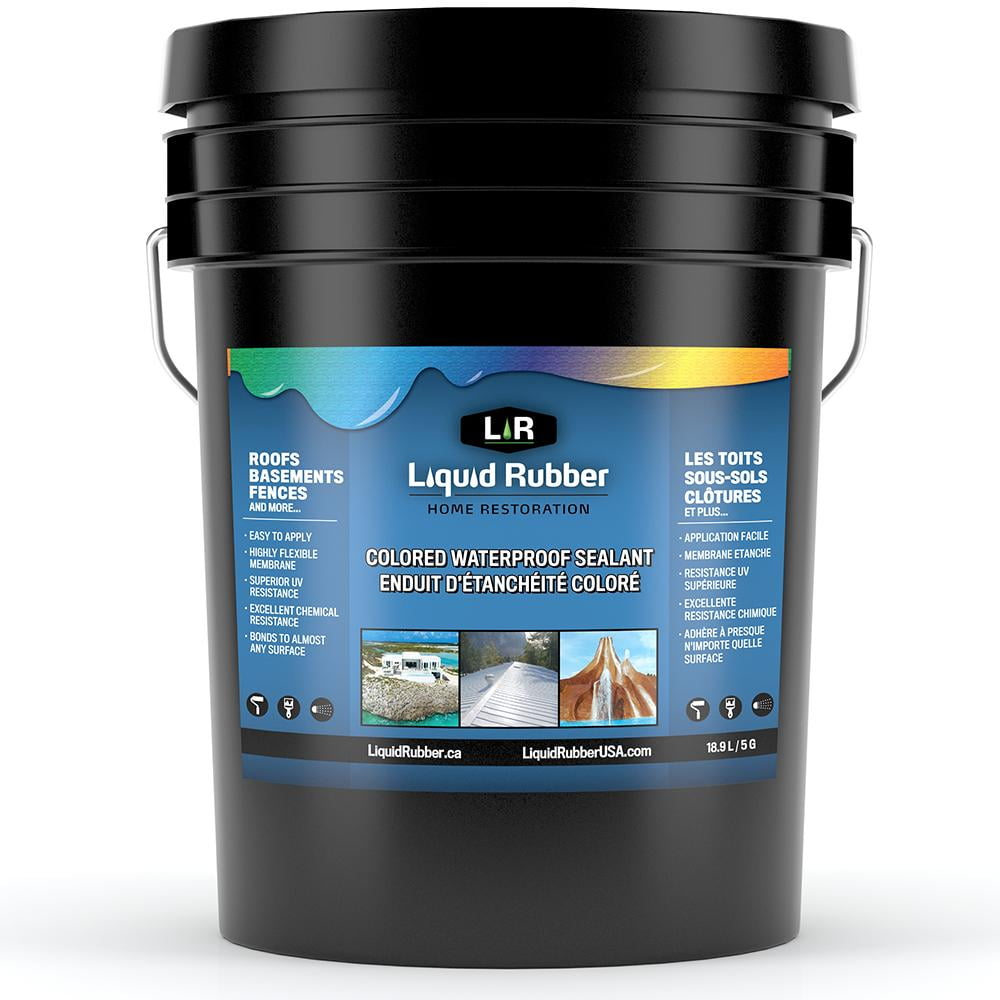 Liquid Rubber Color Waterproof Sealant - Indoor & Outdoor - Water Based - Dark Gray, 5 Gallon