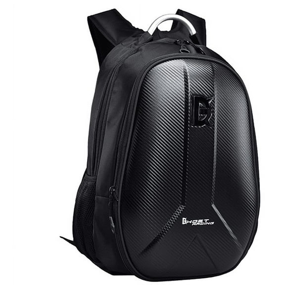 Motorcycle Backpack Helmet Bag Riding Backpack Knight Motorcycle Bag Computer Bag Men'S Hard Shell Carbon Fiber Waterproof Reflective,Black
