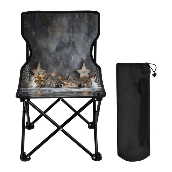 WOBOGO Christmas Backdrop Pattern Camping Chair Convenient Four Corner Backrest Folding Stool Can Hold Up to 220lbs