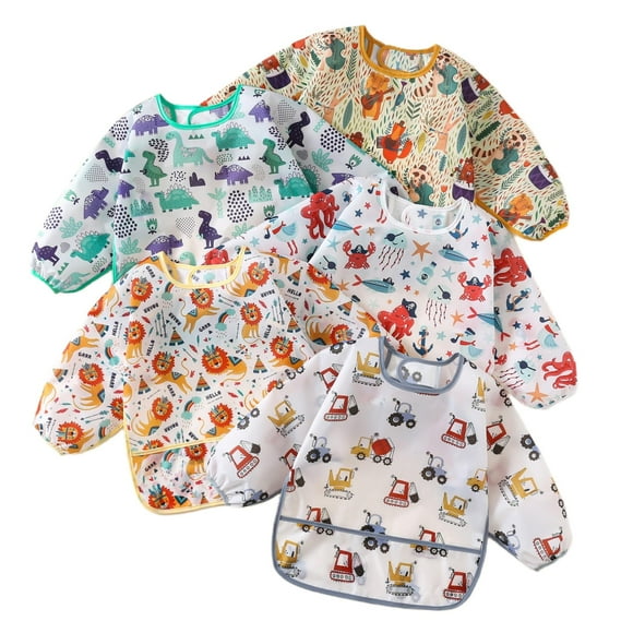 Camisa impermeable con babero con mangas YeelAuf para bebés de 3 a 24 meses