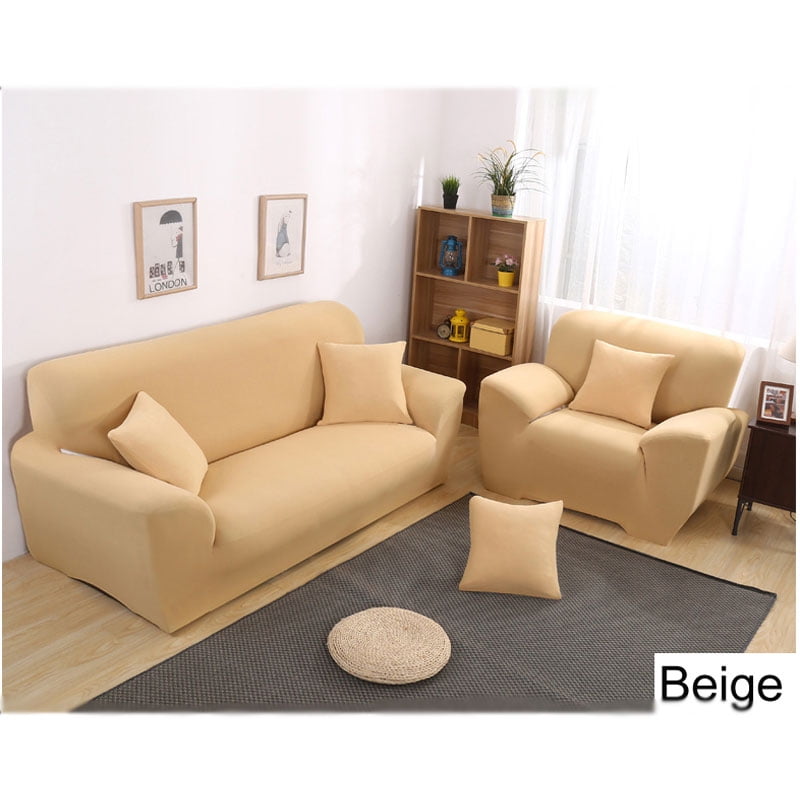 Stretch Sofa Covers for 1/2/3/4 Seats (1 Seat, Beige)
