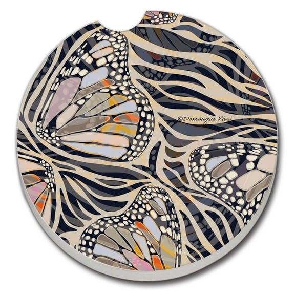 Thirstystone "Zebra Butterflies" Absorbent Stone Car Single Coaster