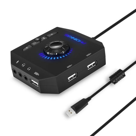 Hi-Res External USB Sound Card Independent drive-free computer converter,3 USB, Dolby Digital, 7.1 Virtual Surround Sound, Sidetone/Speaker Control for PS4, Xbox One, (Best Virtual Surround Sound Card)